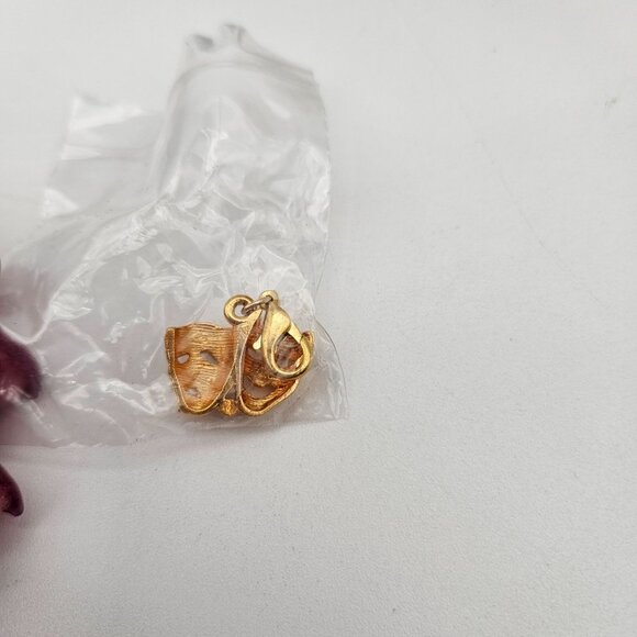 Edgar Berebi Gold Cherub Figurine Egg Trinket Box w/Comedy Tragedy Mask Pendant - Picture 9 of 12